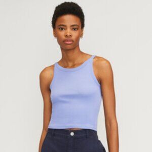 Everlane Pima Micro Rib Short Tank Crop Small Cornflower Blue